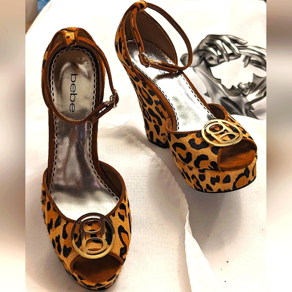 Bebe Platform Sandals In A Cheetah Pattern - image 1